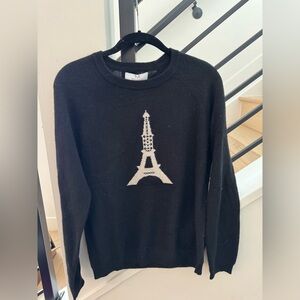NWT Black Eiffel Tower 100% Cashmere Sweater